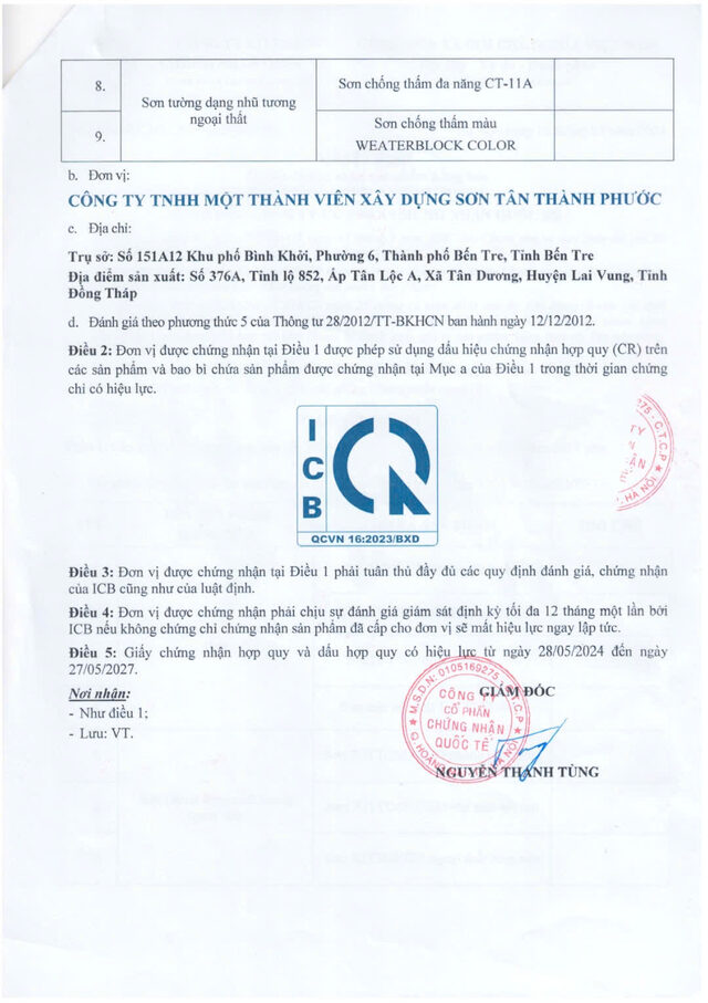 Quyết định chứng nhận sản phẩm, trang 2